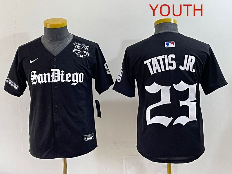 Youth 2025 San Diego Padres 23 Tatis jr Black Five generations Joint Name Nike MLB Jersey style 16